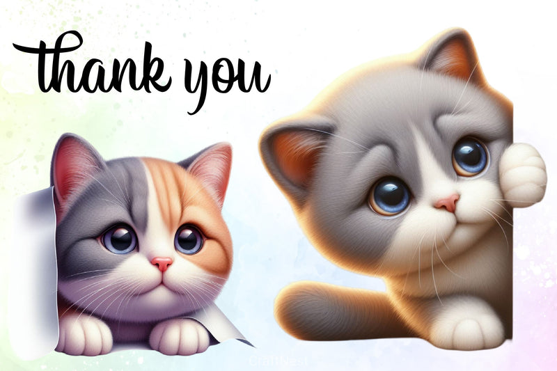 Cute Cat Peeking Clipart Bundle - CraftNest - Digital Crafting and Art