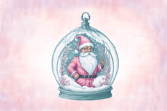 Pink Santa Claus In Snow Globe Clipart Bundle - CraftNest - Digital Crafting and Art