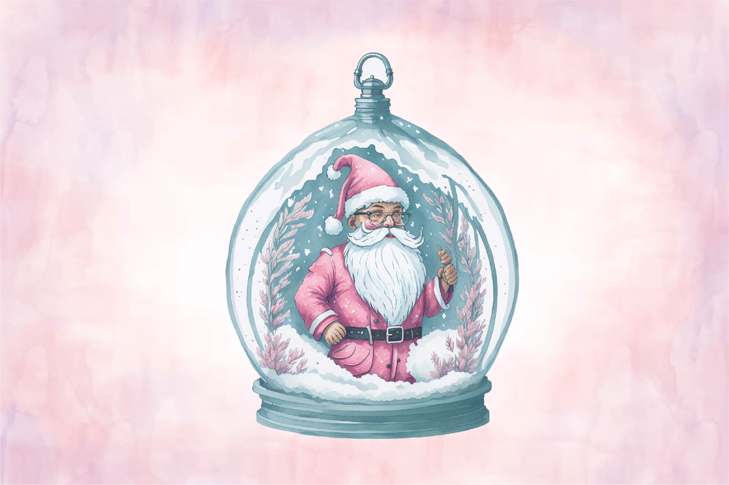 Pink Santa Claus In Snow Globe Clipart Bundle - CraftNest - Digital Crafting and Art
