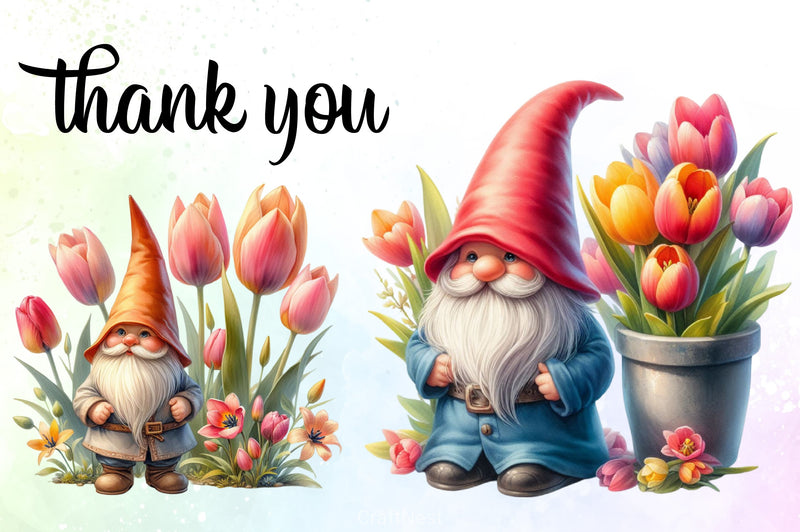 Cute Spring Gnomes Clipart Bundle - CraftNest - Digital Crafting and Art