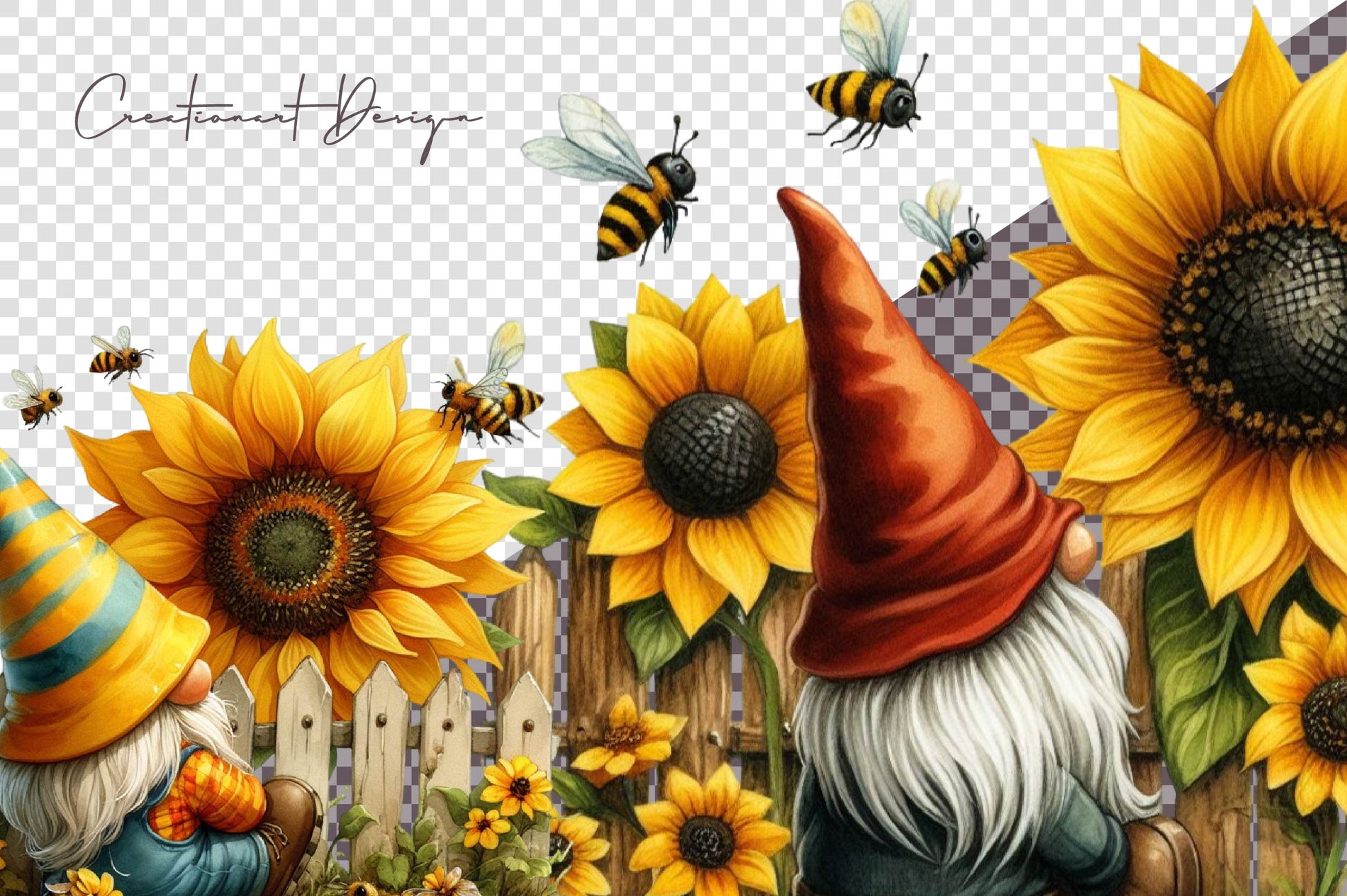 Sunflower Gnomes Clipart Bundle 2 - CraftNest - Digital Crafting and Art
