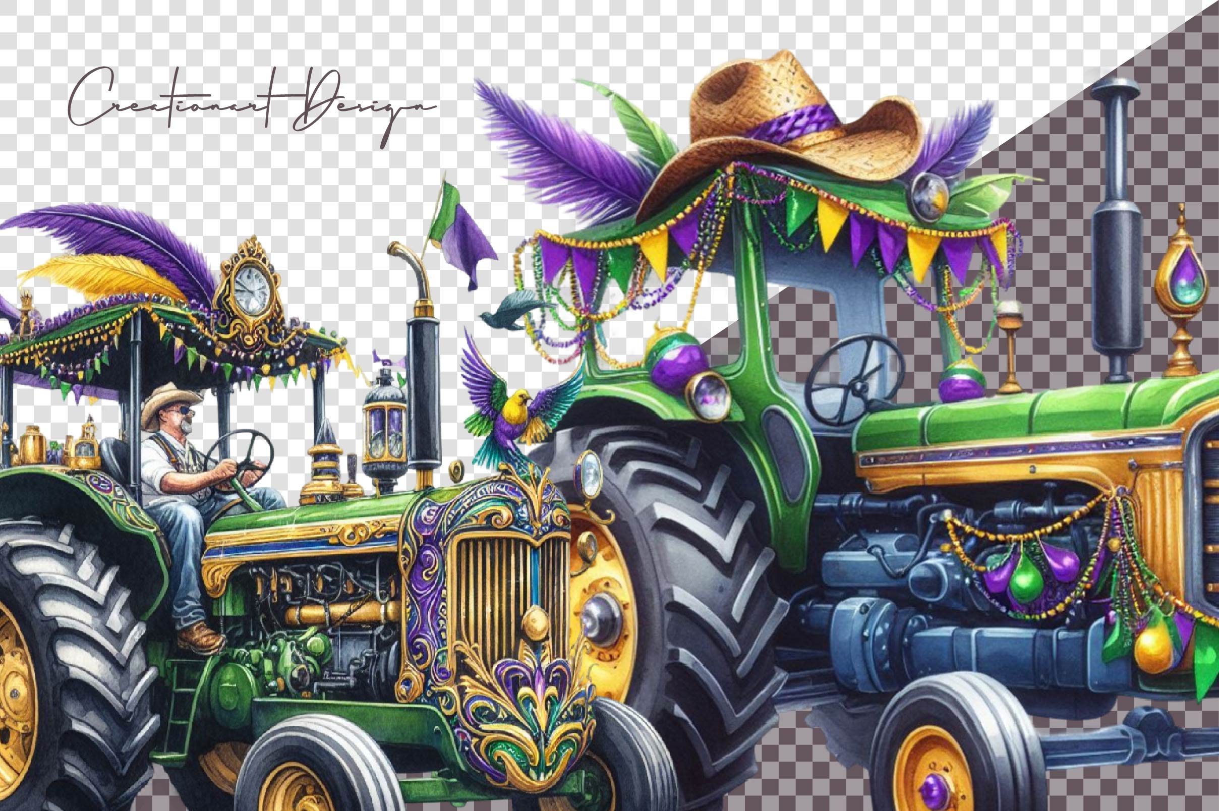 Mardi Gras Traktor Clipart Bundle - CraftNest - Digital Crafting and Art