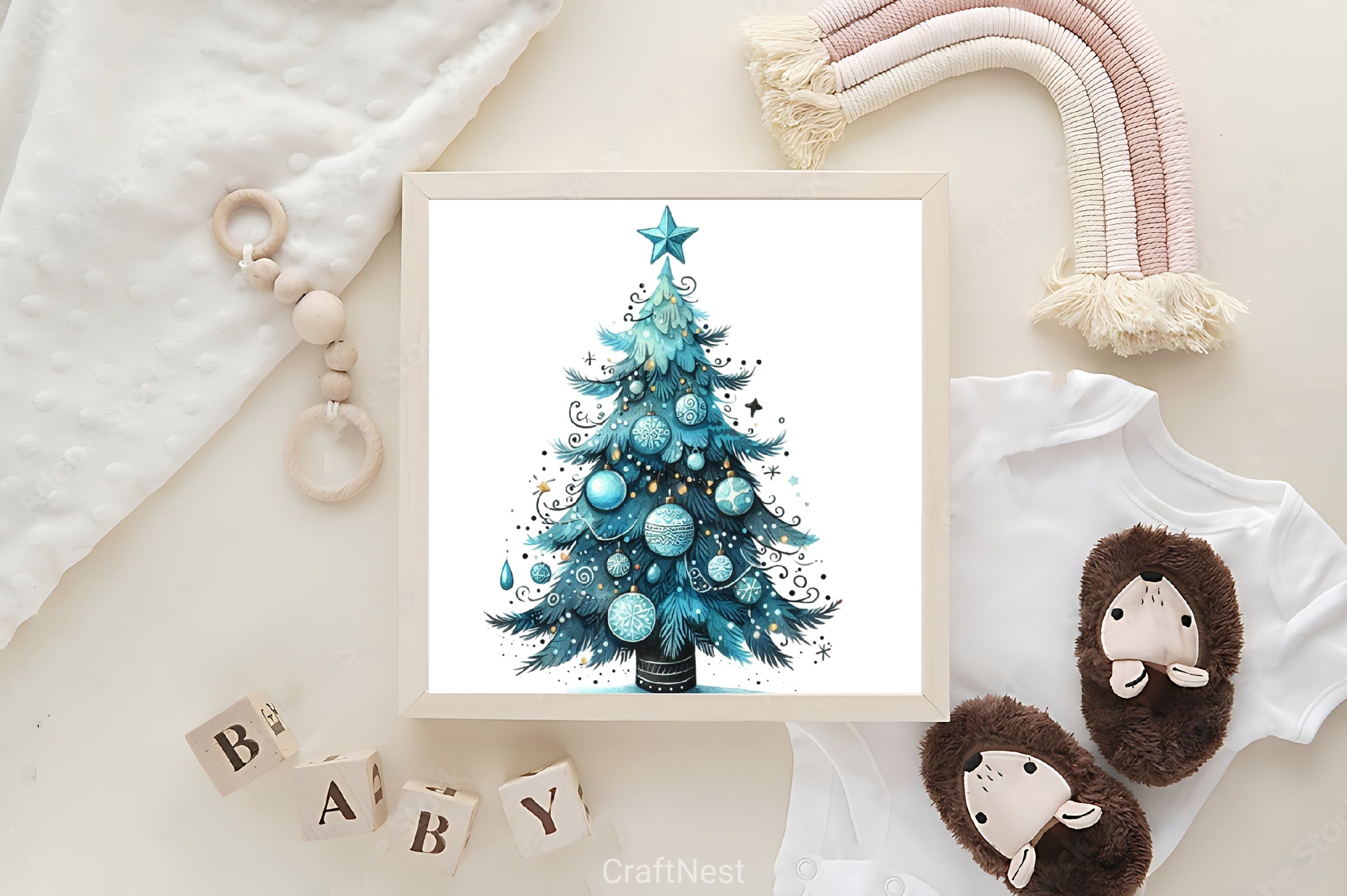 Blue Christmas Tree Clipart Bundle - CraftNest - Digital Crafting and Art
