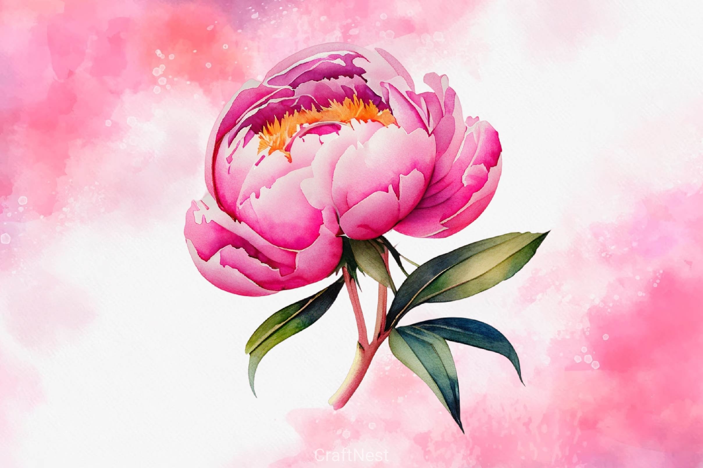 Pink Peony Set Clipart Bundle - CraftNest - Digital Crafting and Art