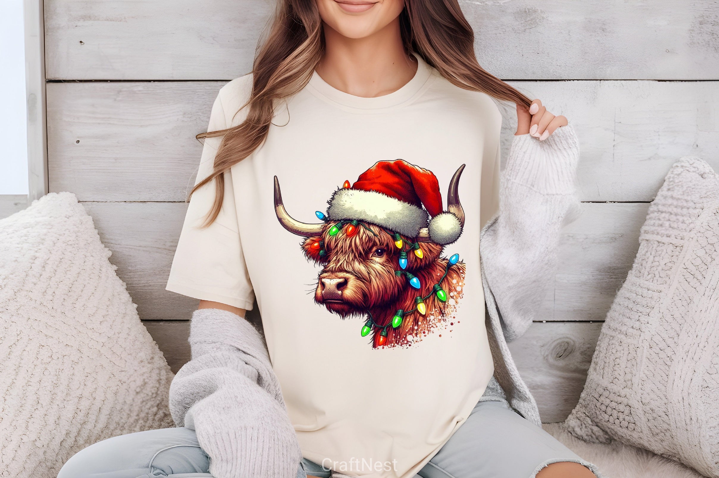 Christmas Highland Cow Clipart Bundle - CraftNest - Digital Crafting and Art