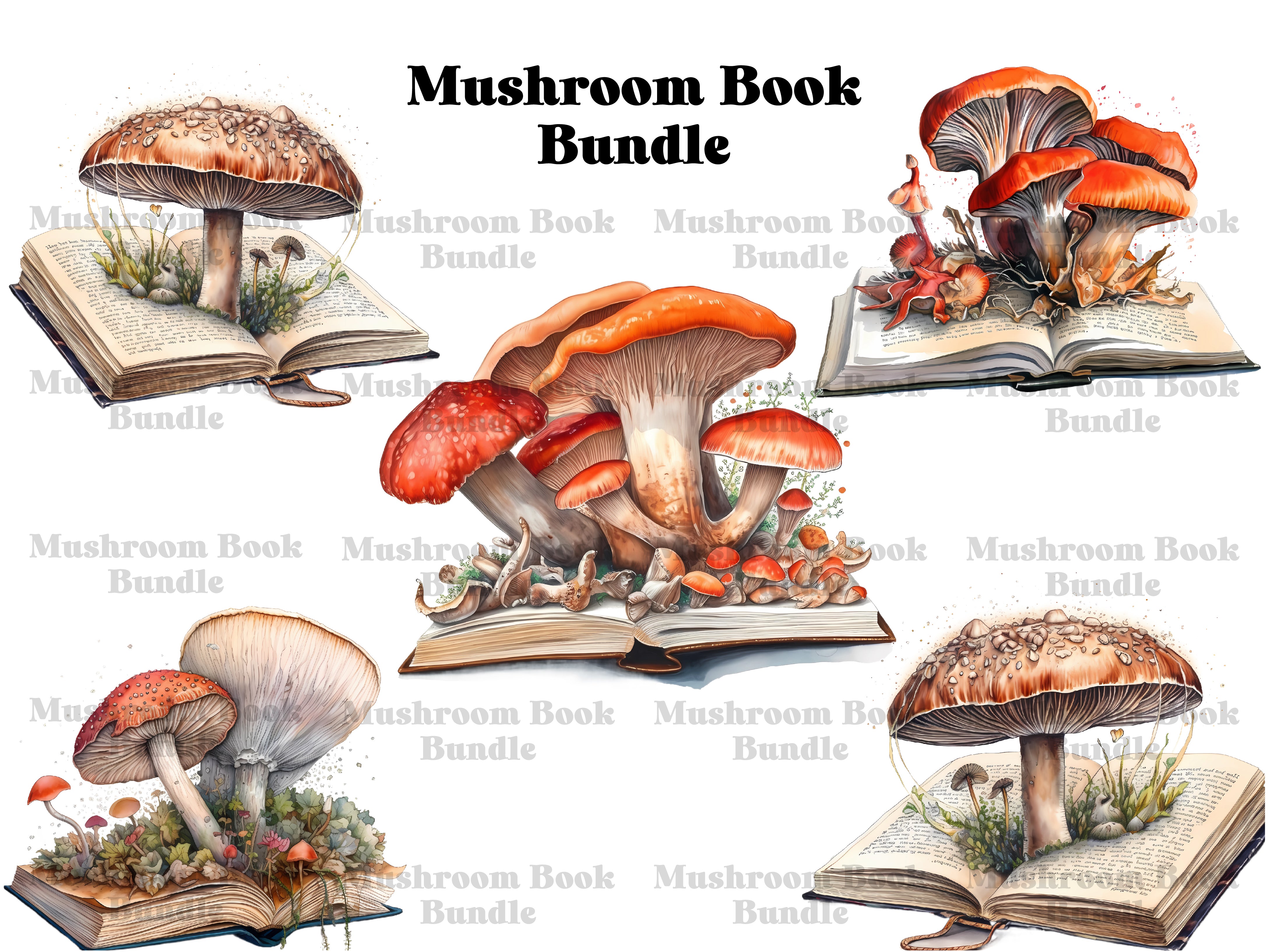 Mushroom Books Clipart - CraftNest