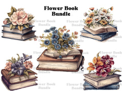 Flower Books Regular Bundle Clipart - CraftNest