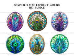 Stained Glass Peacock Feathers Clipart - CraftNest