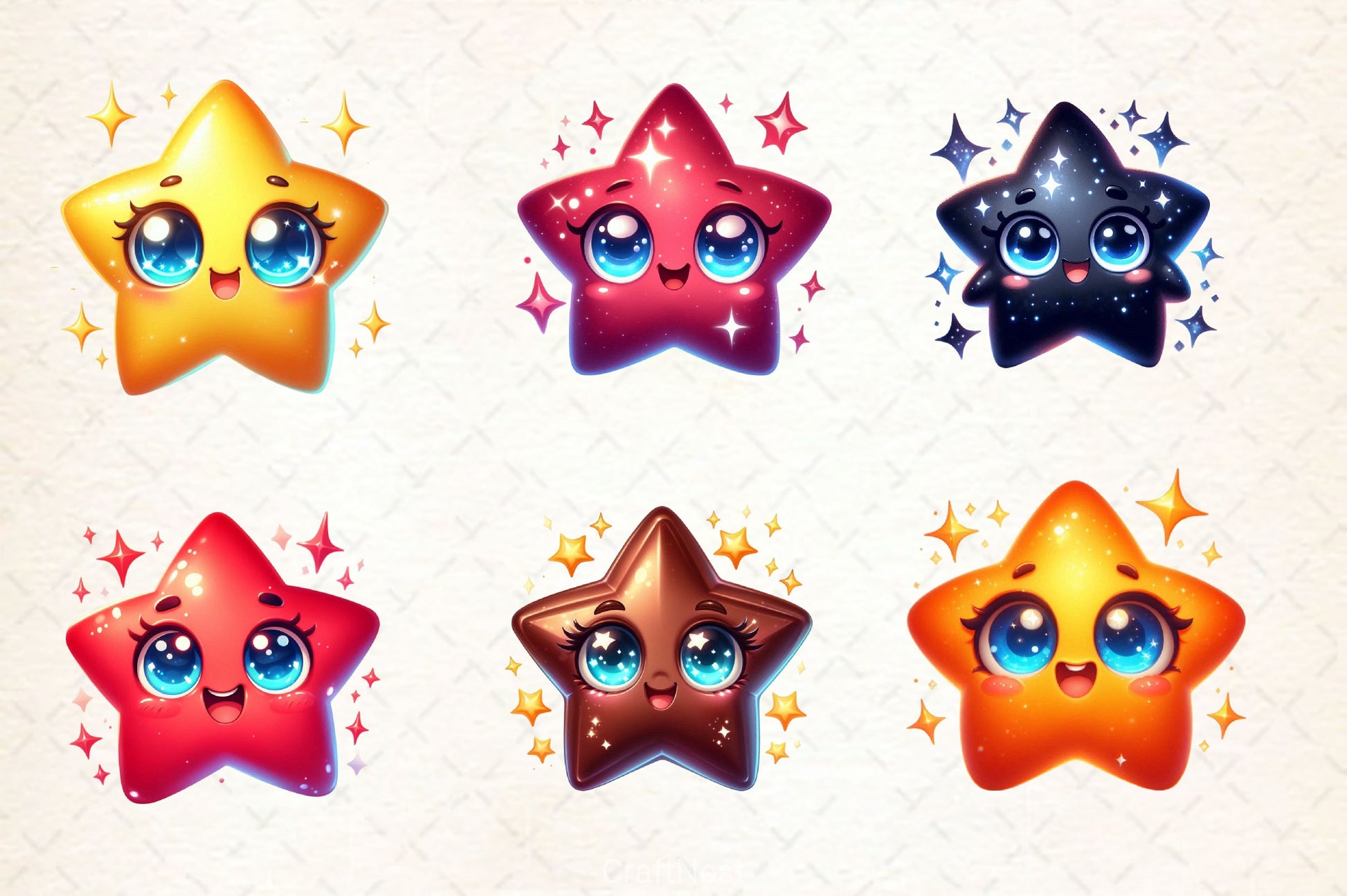 Kawaii Star Clipart Bundle 2 - CraftNest - Digital Crafting and Art