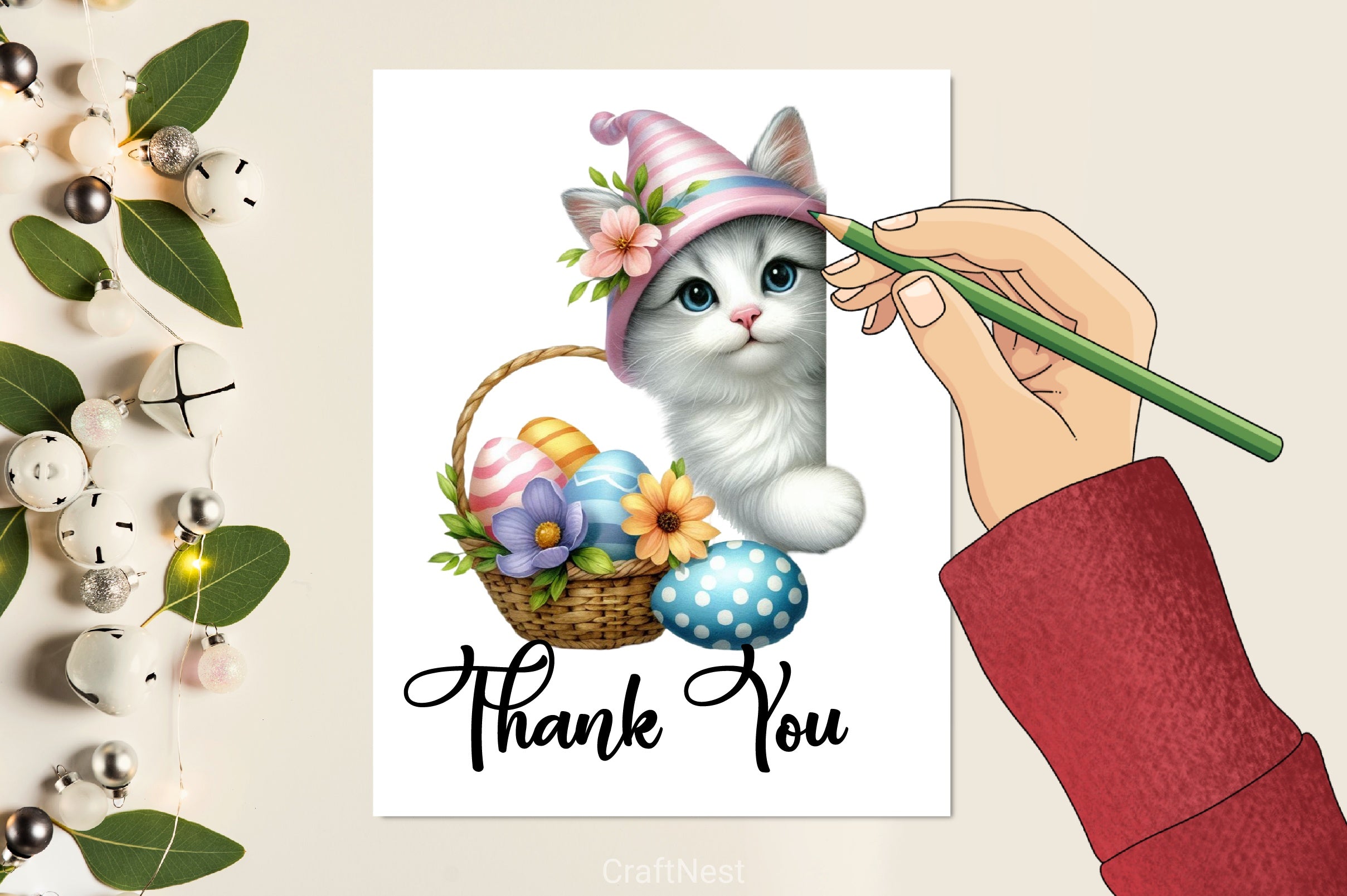 Easter Cat Peeking Clipart Bundle - CraftNest - Digital Crafting and Art