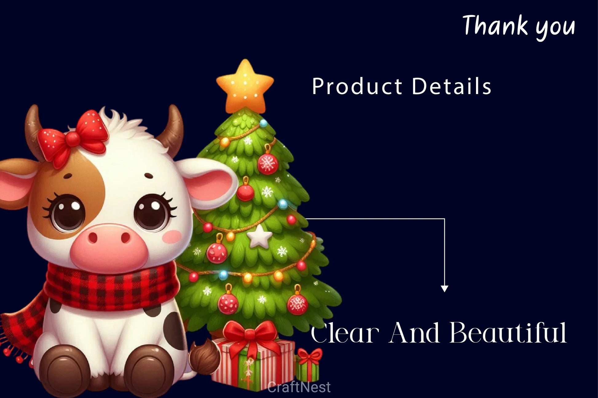 Cute Christmas Cow Clipart Bundle 2 - CraftNest - Digital Crafting and Art