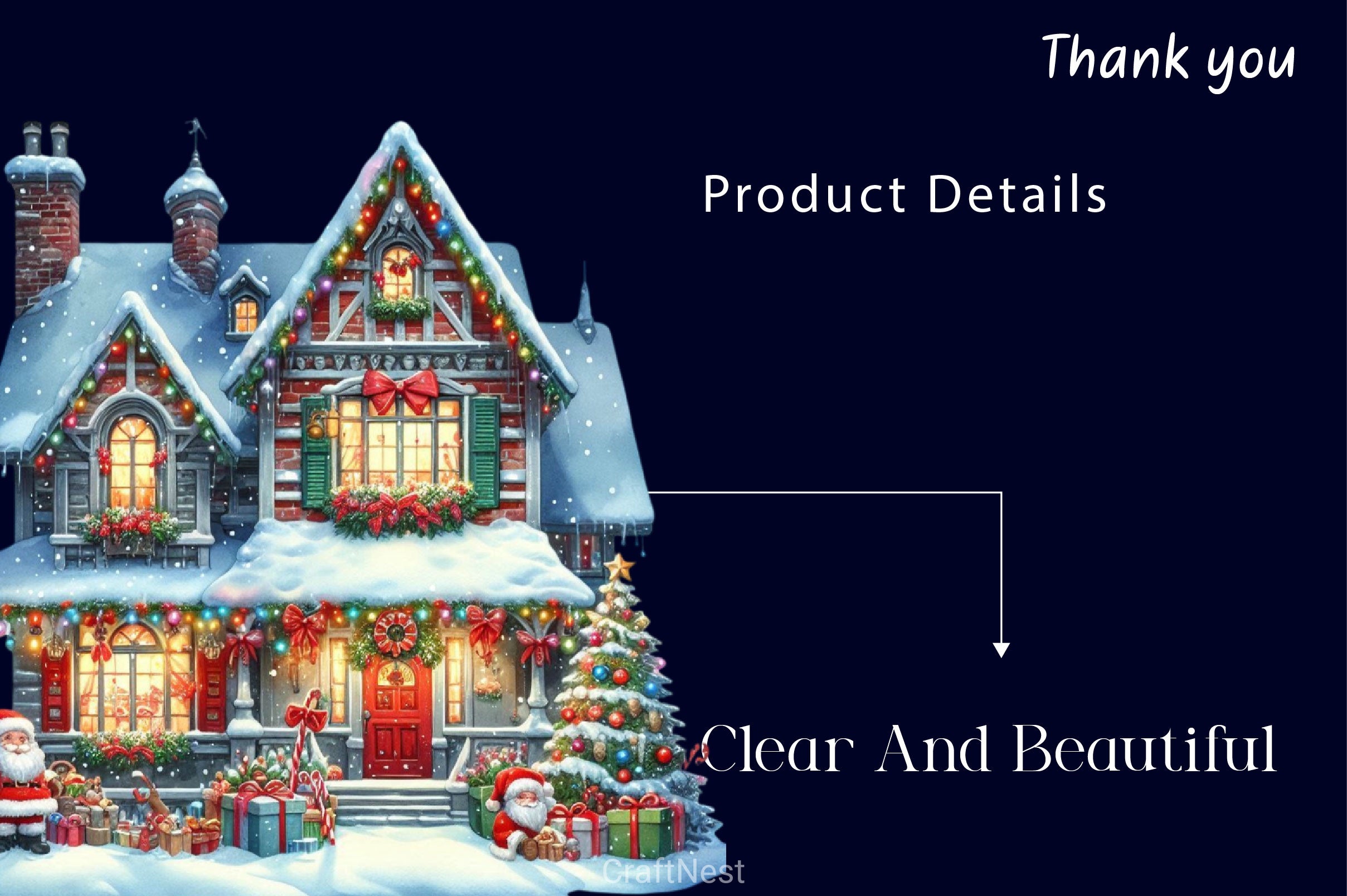 Christmas House Santa House Clipart Bundle - CraftNest - Digital Crafting and Art