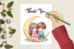 Boy & Girl Moon Clipart Bundle - CraftNest - Digital Crafting and Art