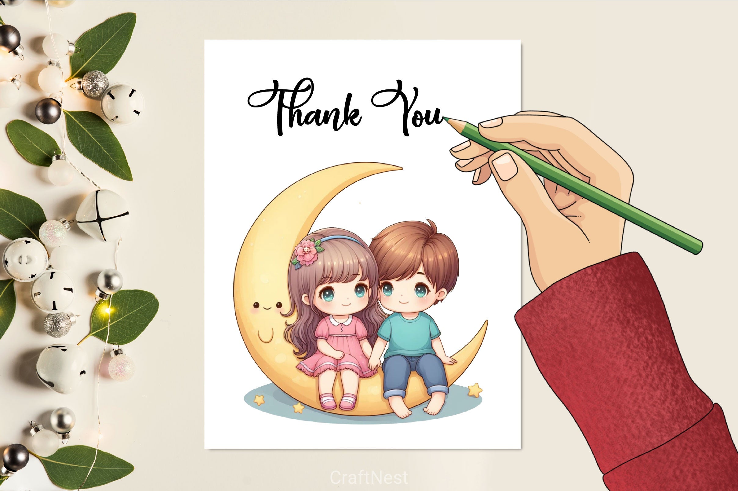 Boy & Girl Moon Clipart Bundle - CraftNest - Digital Crafting and Art