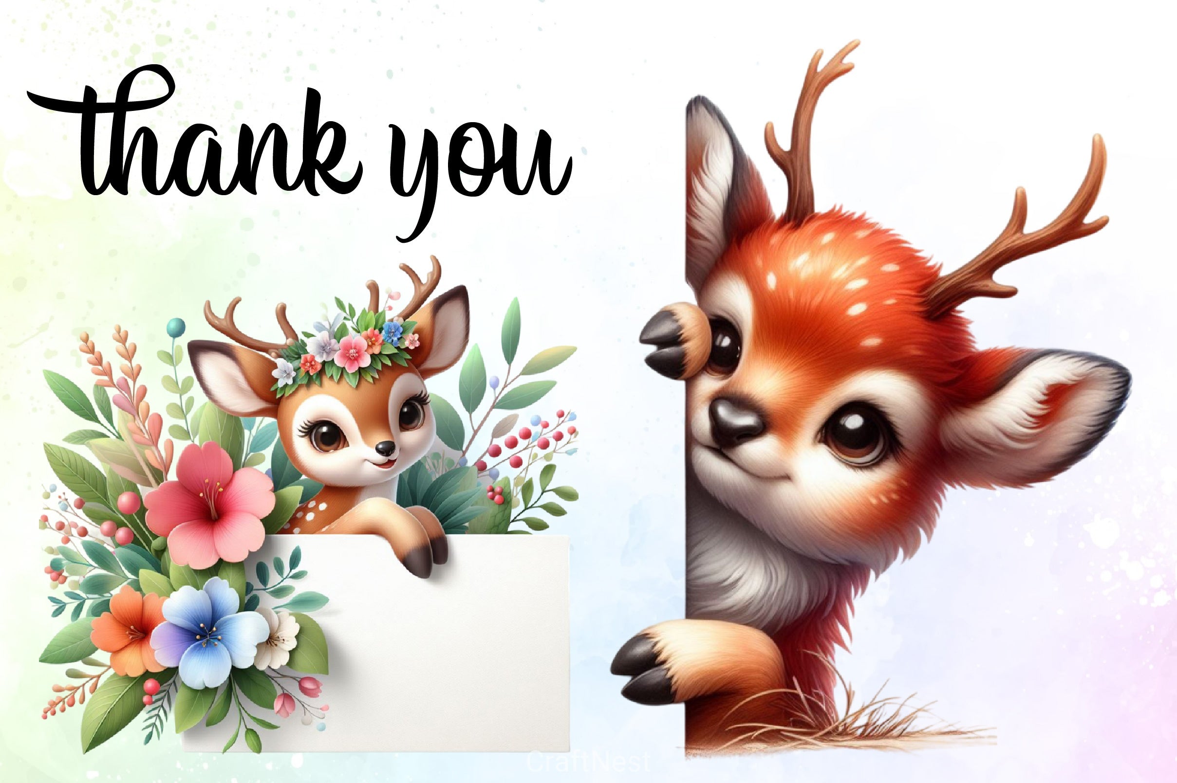 Cute Deer Clipart Bundle - CraftNest - Digital Crafting and Art