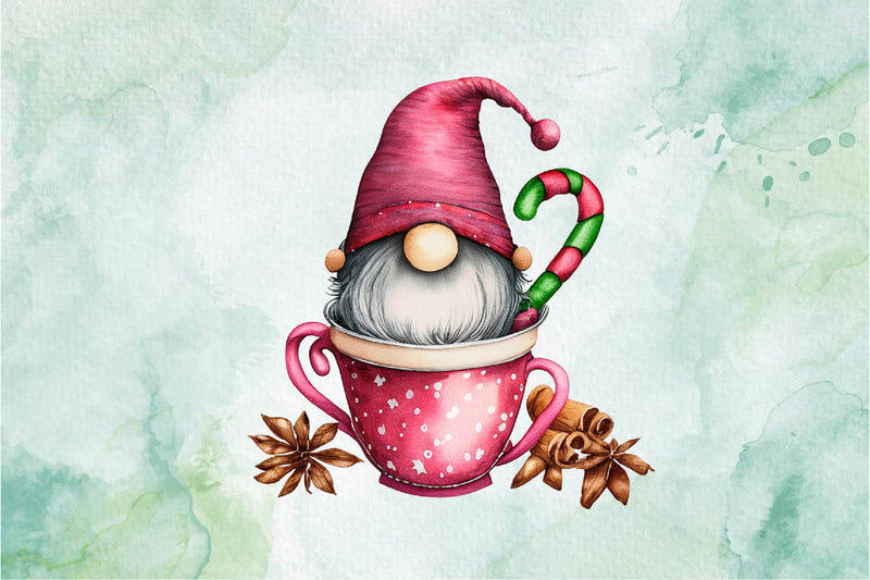 Christmas Gnome In A Cup Clipart Bundle - CraftNest - Digital Crafting and Art