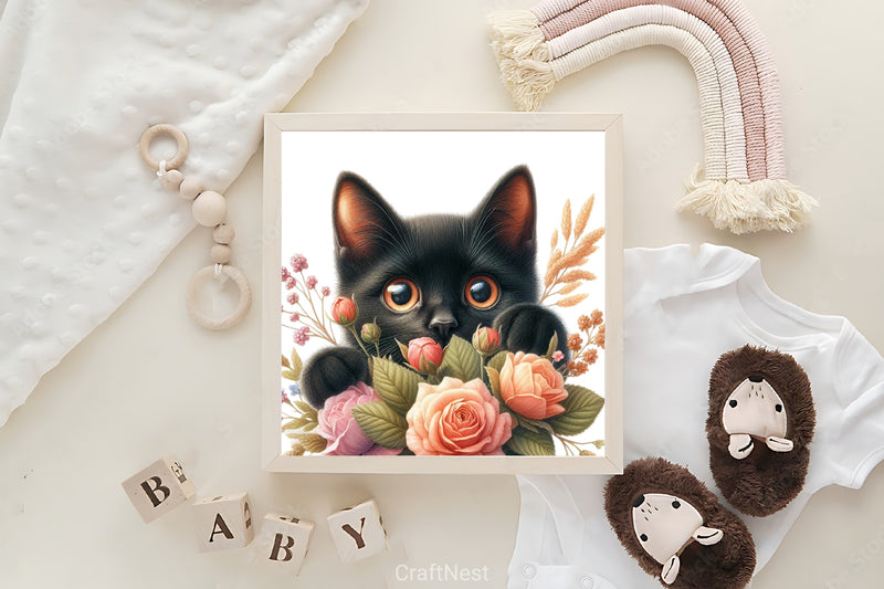Peeking Black Cat Clipart Bundle - CraftNest - Digital Crafting and Art