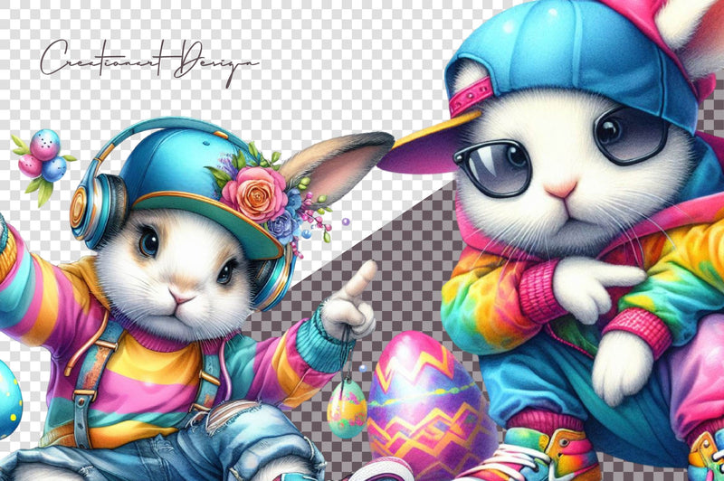 Hiphop Bunny Clipart Bundle - CraftNest - Digital Crafting and Art