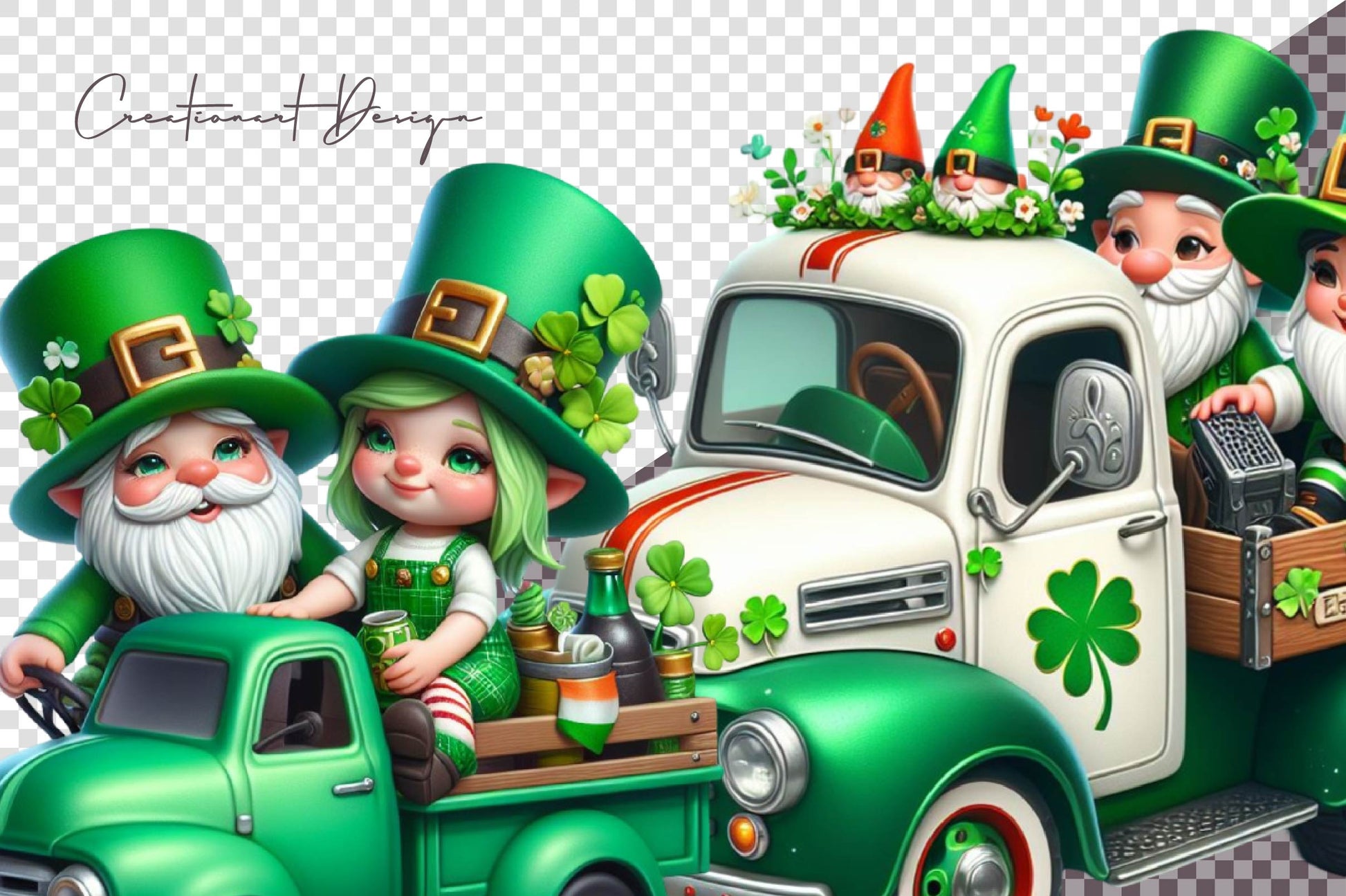 St Patricks Day Gnome Truck Clipart Bundle - CraftNest - Digital Crafting and Art