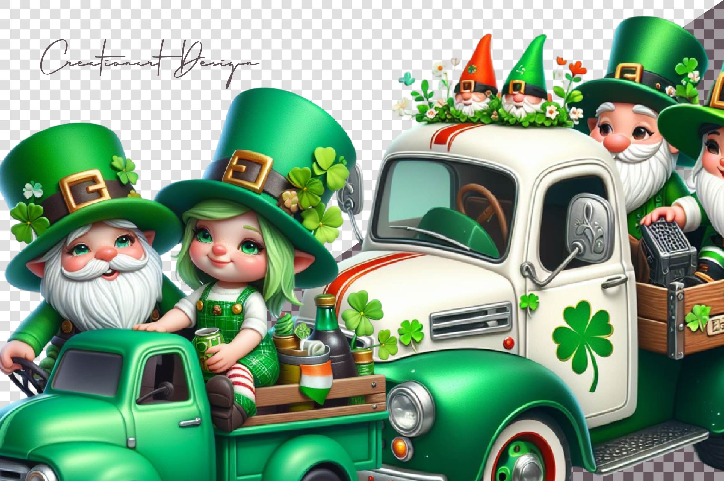 St Patricks Day Gnome Truck Clipart Bundle - CraftNest - Digital Crafting and Art