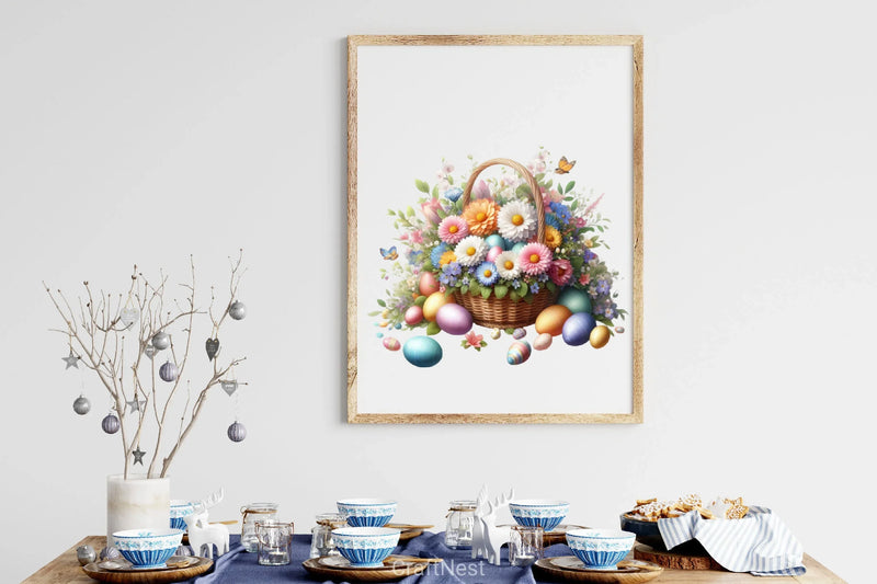 Easter Floral Egg Baskets Clipart Bundle - CraftNest - Digital Crafting and Art