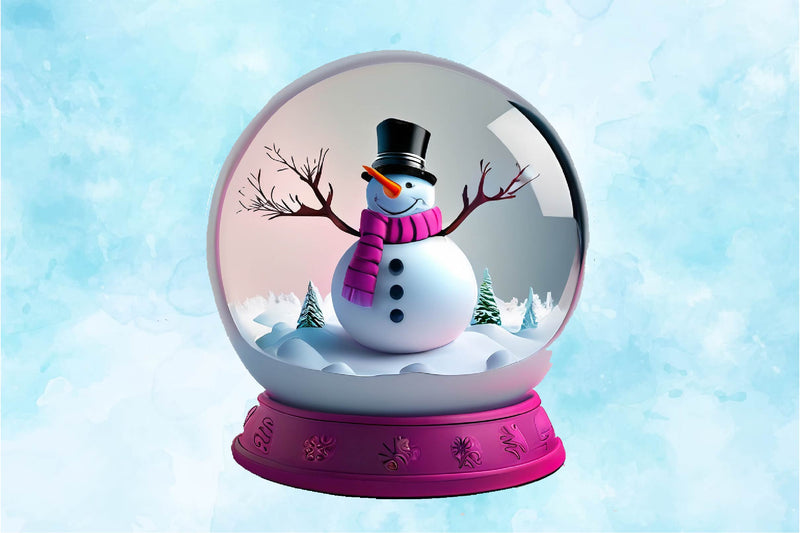 Pink Snowman In Snow Globe Clipart Bundle - CraftNest - Digital Crafting and Art