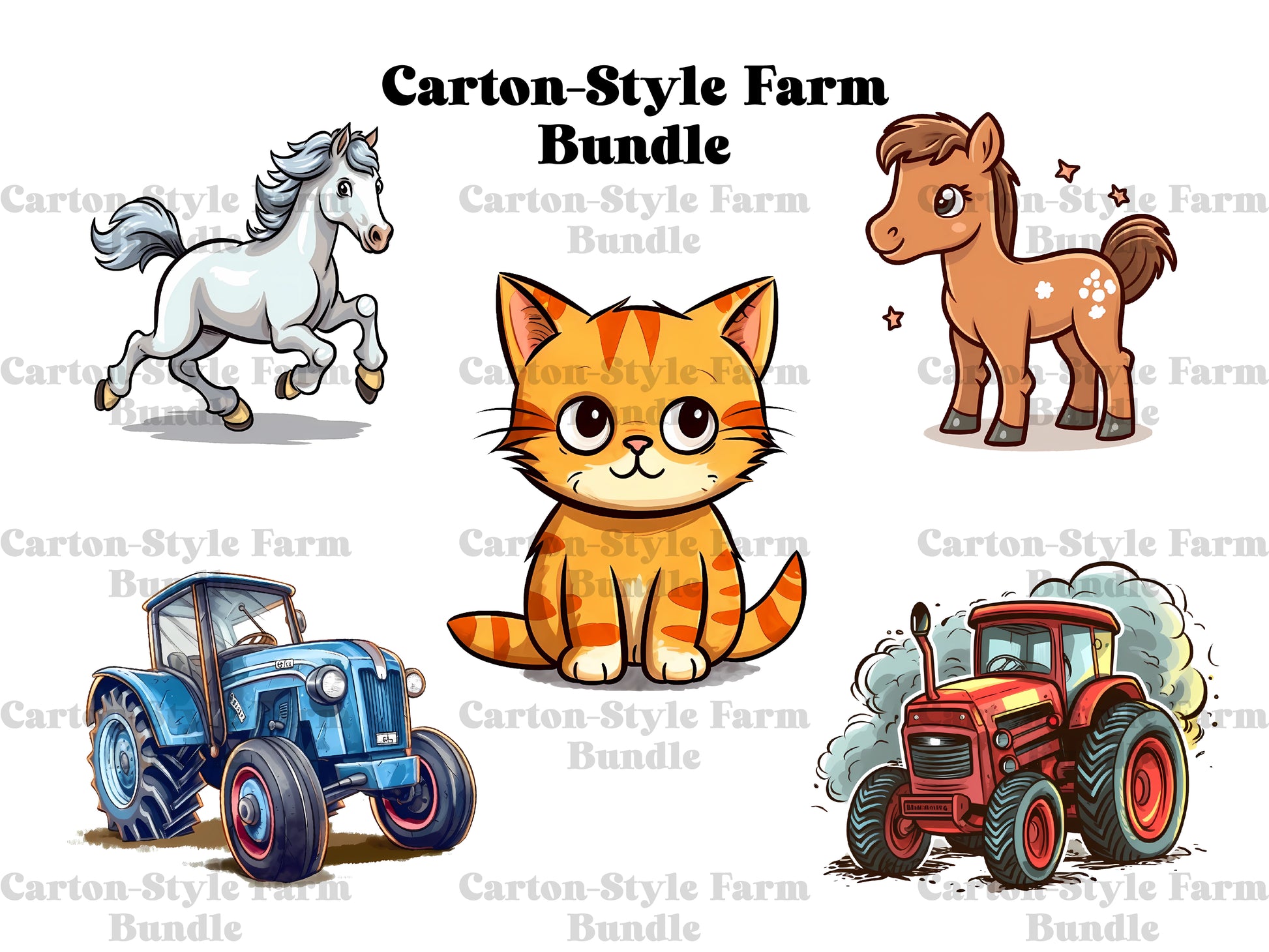 Cartoon-Style Farm Clipart - CraftNest