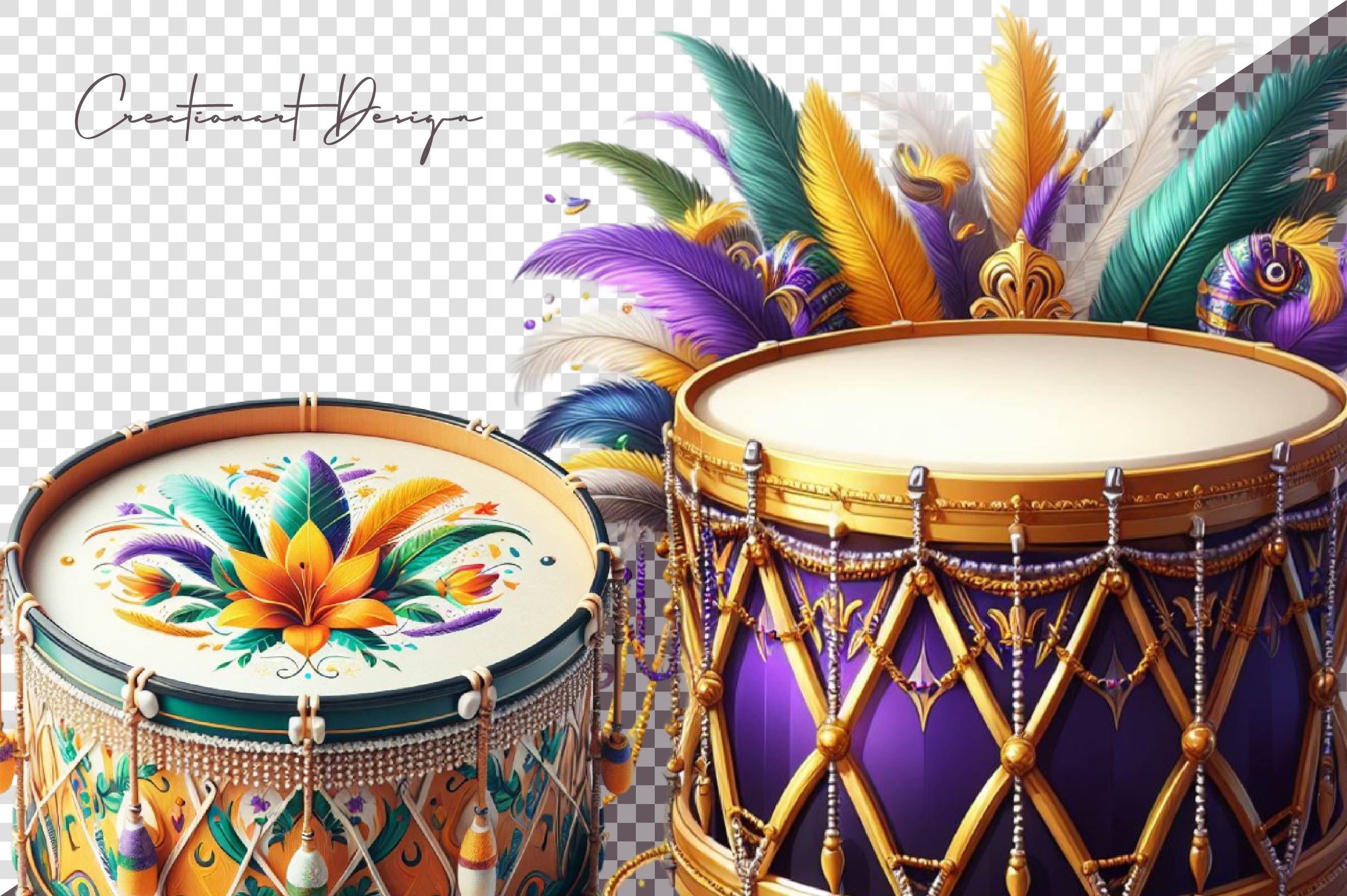 Mardi Gras Drum Clipart Bundle - CraftNest - Digital Crafting and Art