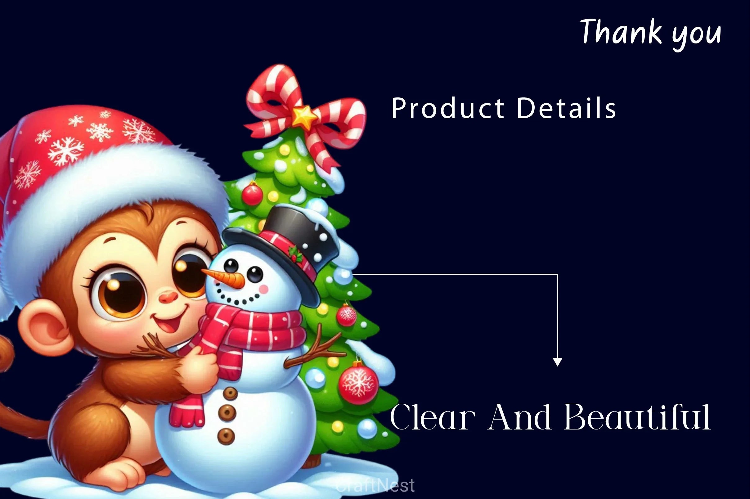 Cute Christmas Monkey Clipart Bundle - CraftNest - Digital Crafting and Art