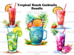 Tropical Beach Cocktails Clipart - CraftNest