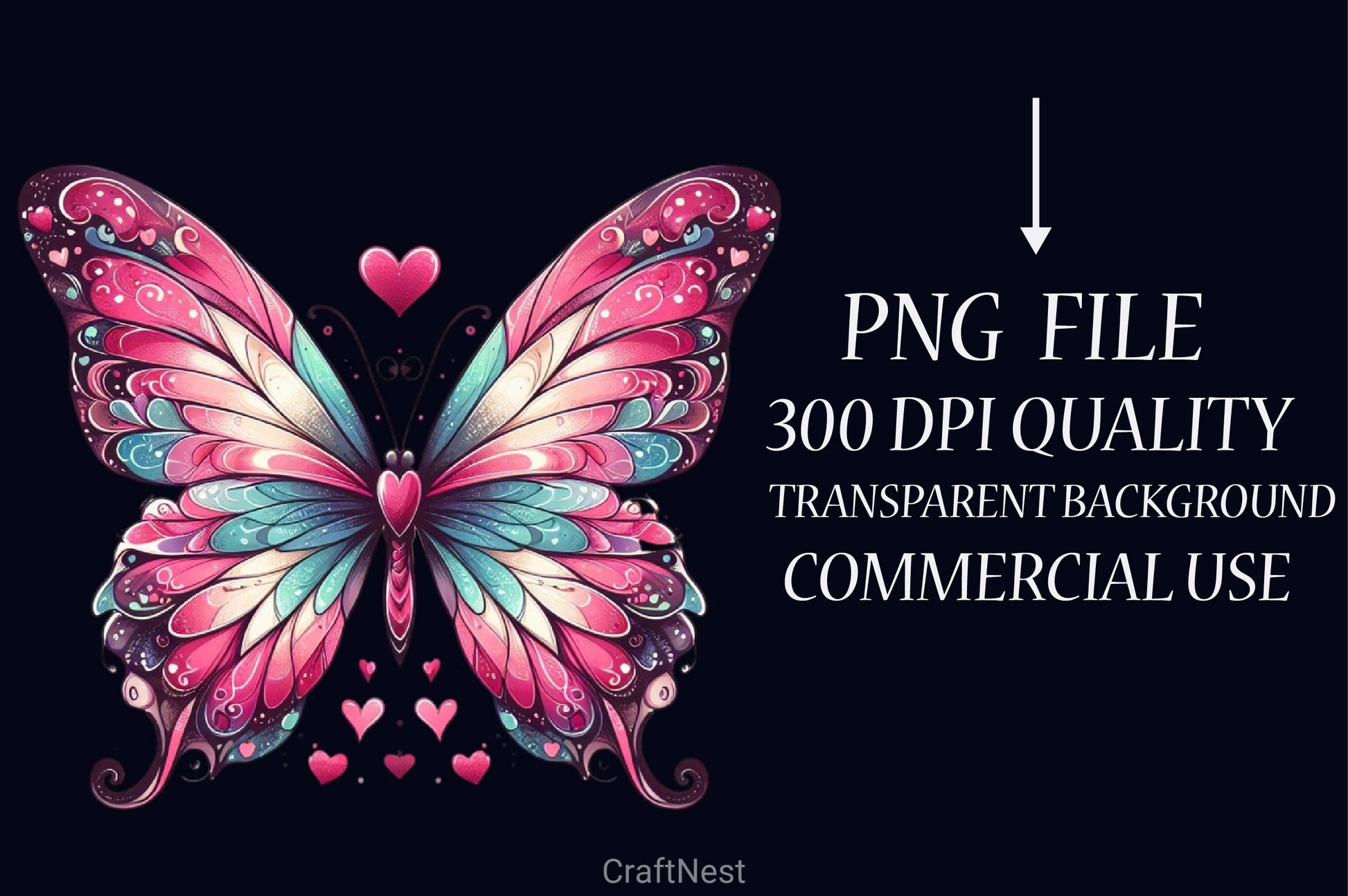 Valentine Butterfly Clipart Bundle - CraftNest - Digital Crafting and Art