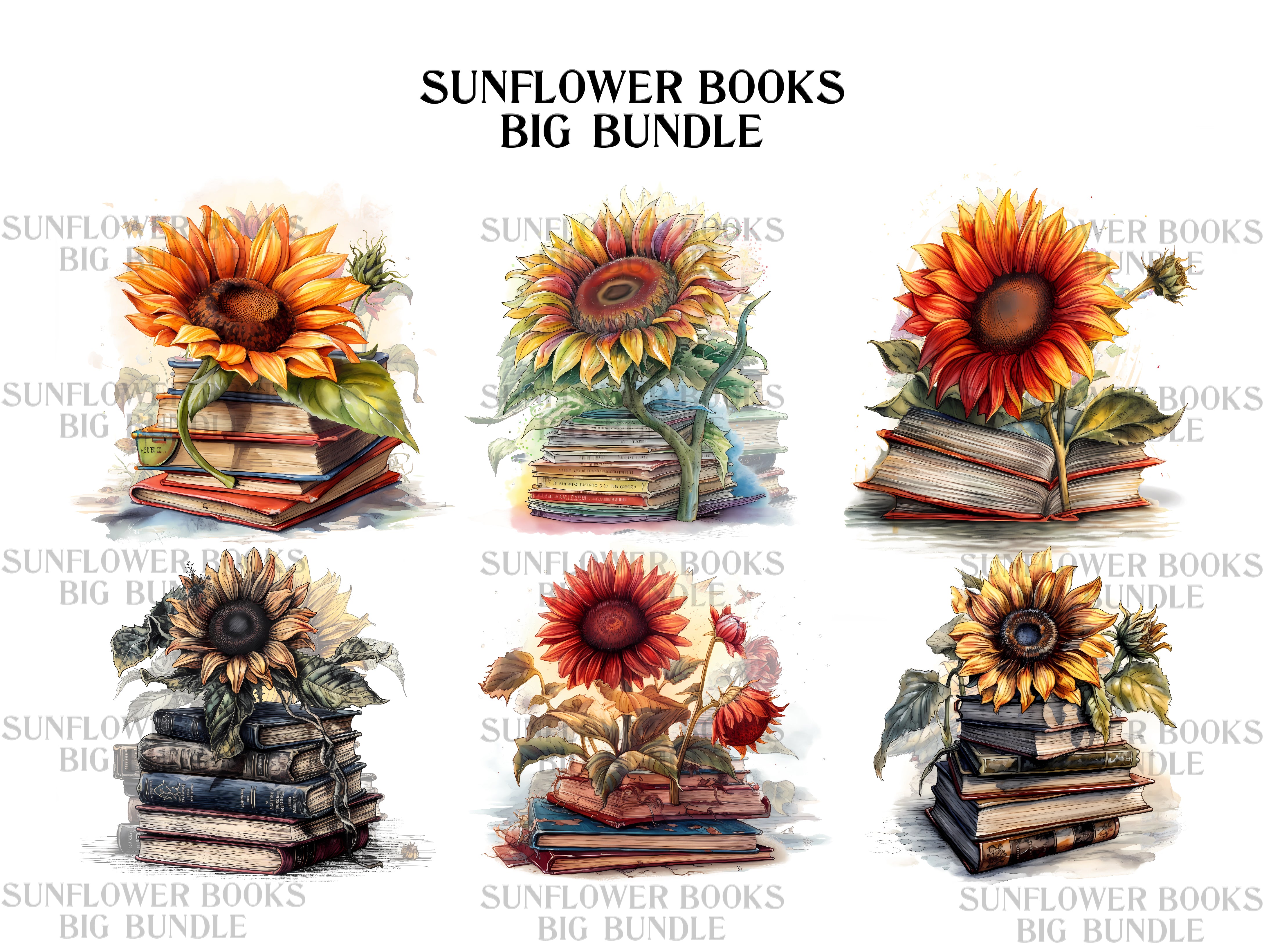 Sunflower Books Clipart - CraftNest