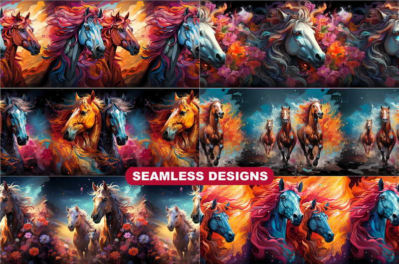 Colorful Horses Tumbler Wrap - CraftNest