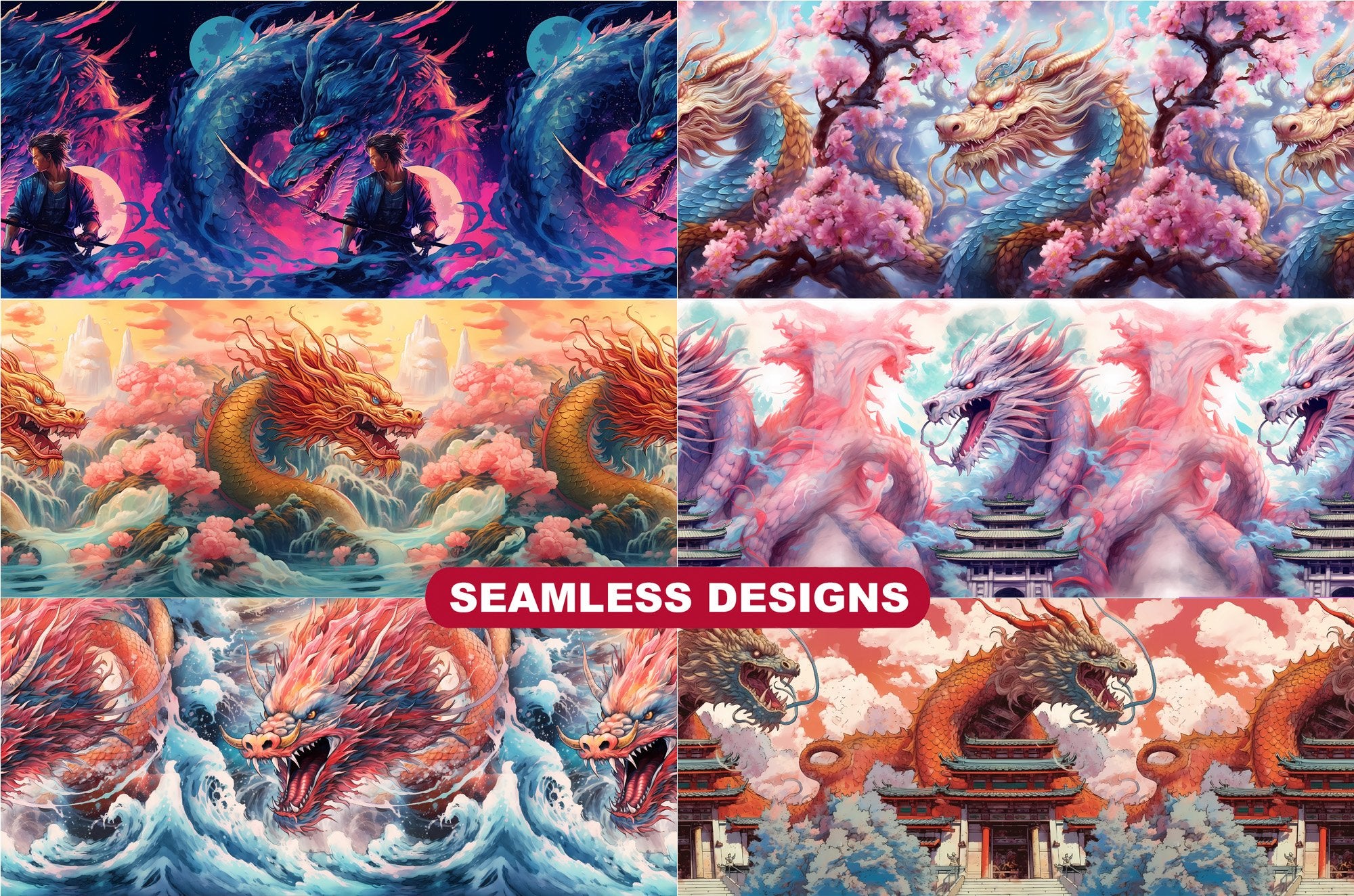 Japanese Art Style Dragons Tumbler Wrap - CraftNest