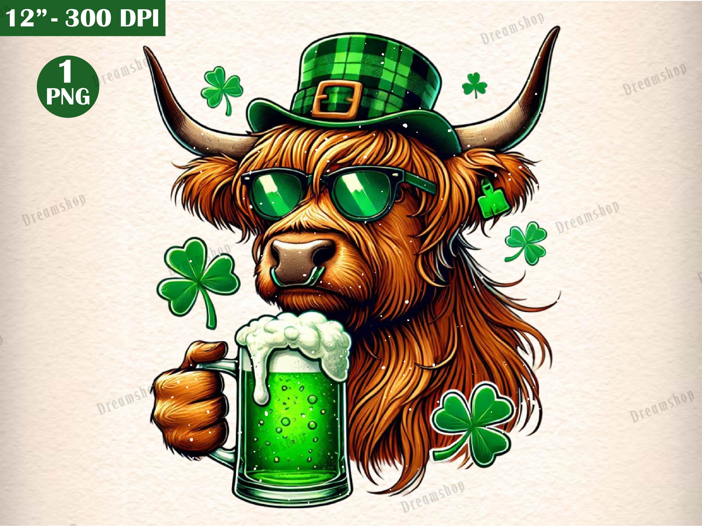 St Patricks Day Highland Cow Beer Clipart Bundle - CraftNest - Digital Crafting and Art