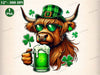 St Patricks Day Highland Cow Beer Clipart Bundle