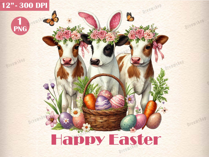 Cute Cow Easter Easter Day Highland Clipart Bundle - CraftNest - Digital Crafting and Art