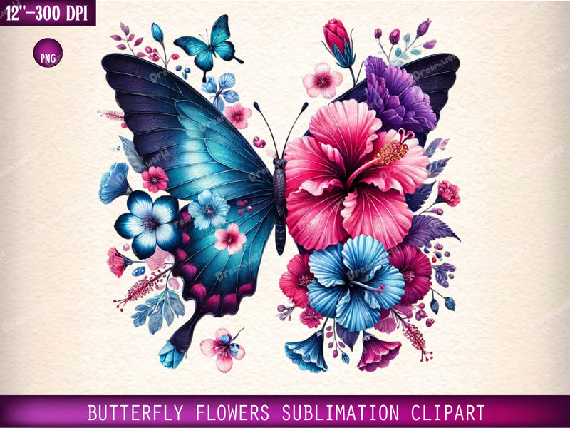 Butterfly Flowers Clipart Bundle 16 - CraftNest - Digital Crafting and Art