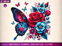 Butterfly Flowers Clipart Bundle 22 - CraftNest - Digital Crafting and Art