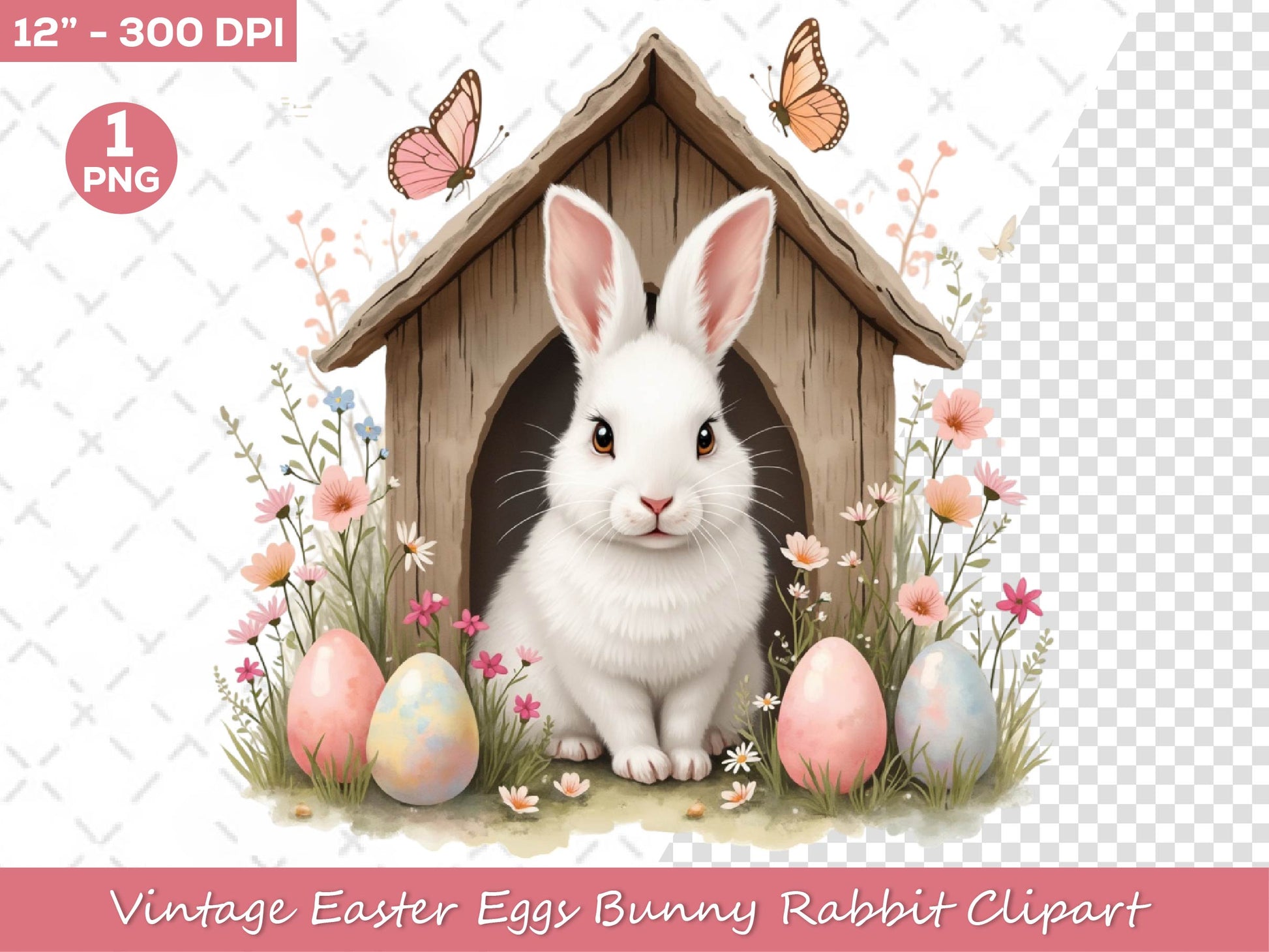 Vintage Easter Egg Rabbit Bunny Clipart Bundle - CraftNest - Digital Crafting and Art