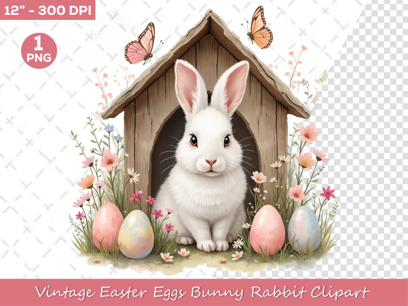 Vintage Easter Egg Rabbit Bunny Clipart Bundle - CraftNest - Digital Crafting and Art