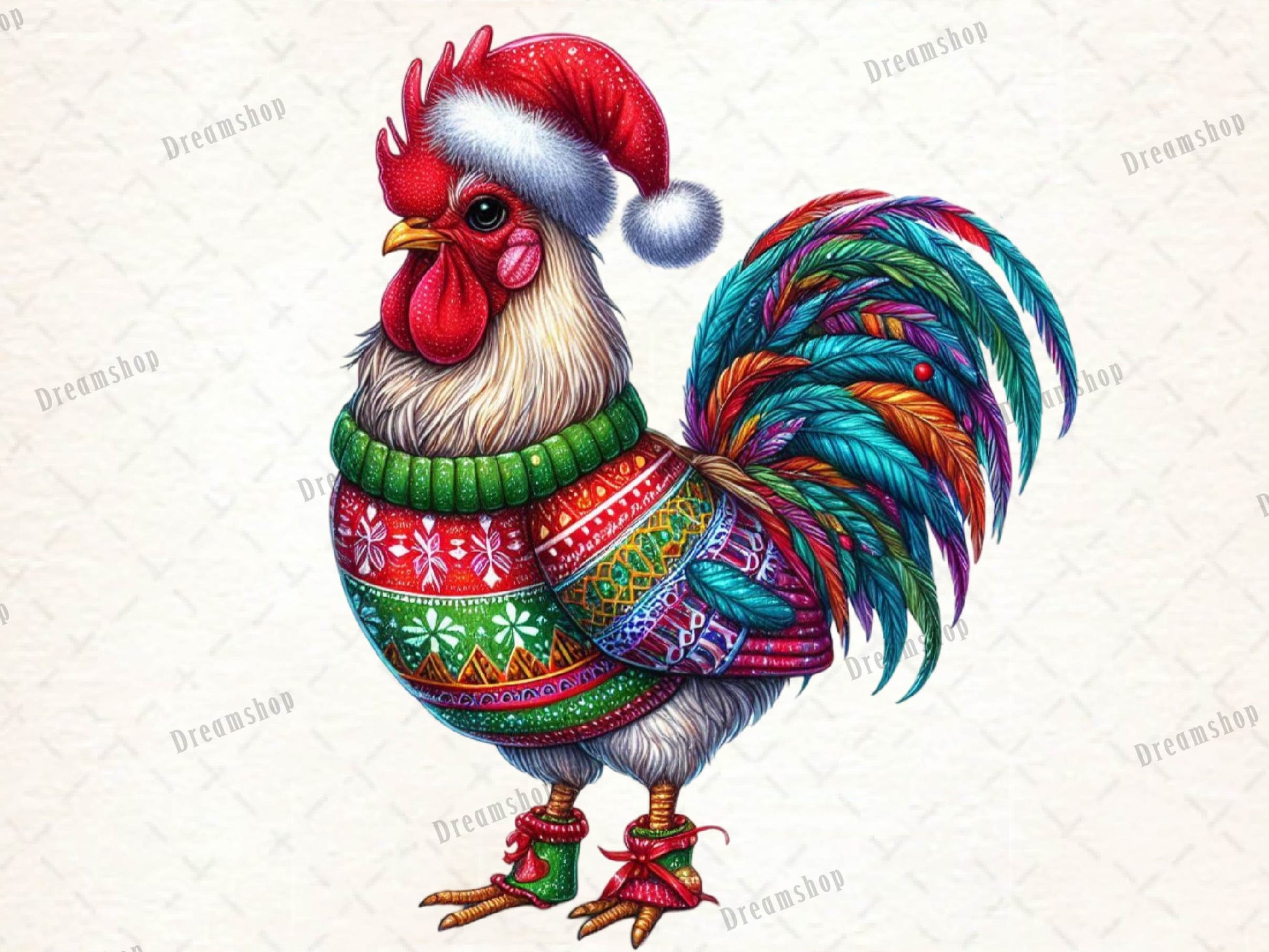 Christmas Festive Rooster Clipart Bundle 7 - CraftNest - Digital Crafting and Art