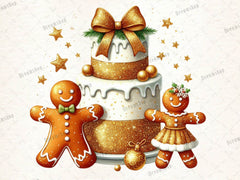Cute Christmas Cake And Gingerbread Clipart Bundle - CraftNest - Digital Crafting and Art