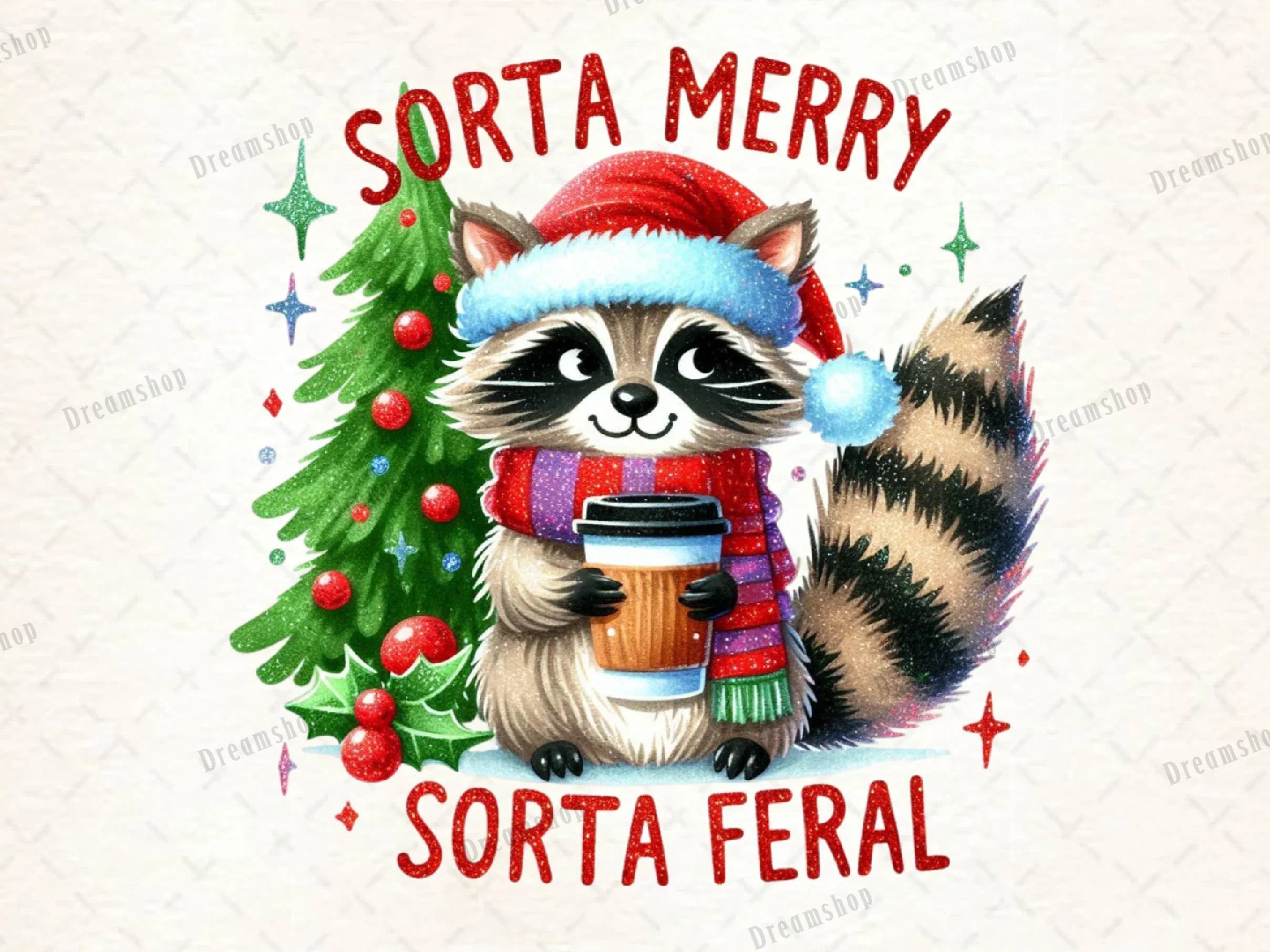 Raccoon Christmas Sorta Merry Clipart Bundle - CraftNest - Digital Crafting and Art