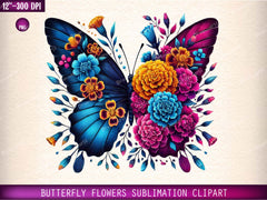Butterfly Flowers Clipart Bundle 15 - CraftNest - Digital Crafting and Art