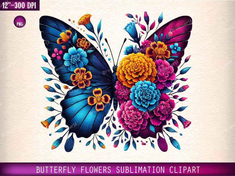 Butterfly Flowers Clipart Bundle 15 - CraftNest - Digital Crafting and Art