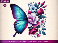 Butterfly Flowers Clipart Bundle 6 - CraftNest - Digital Crafting and Art