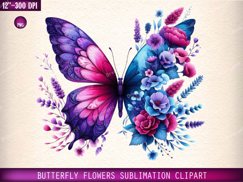 Butterfly Flowers Clipart Bundle 18 - CraftNest - Digital Crafting and Art