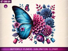 Butterfly Flowers Clipart Bundle13 - CraftNest - Digital Crafting and Art
