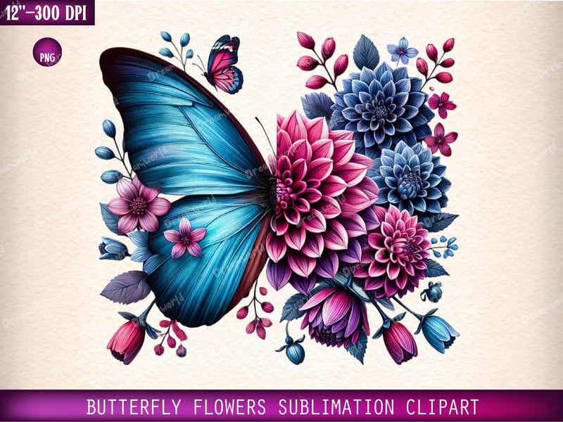 Butterfly Flowers Clipart Bundle13 - CraftNest - Digital Crafting and Art